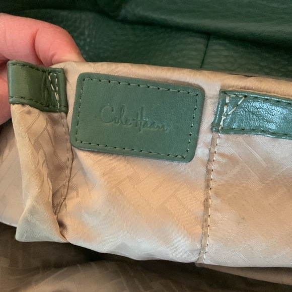Cole Haan sage green pebbled leather weekender bag - Picture 4 of 11